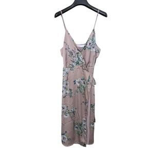 ASTR Adjustable Wrap Dress Rose Pink Floral Print Size S